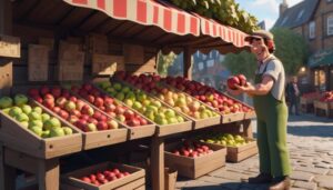 tjäna pengar på att sälja frukt på torget